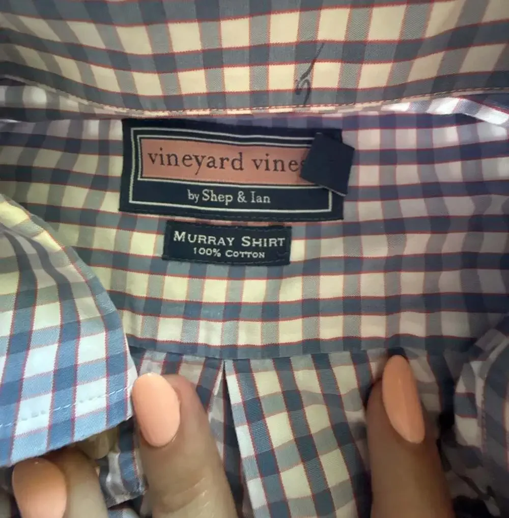 Vineyard‎ Vines Murray Shirt Gingham Long Sleeve Button-Down 100% Cotton